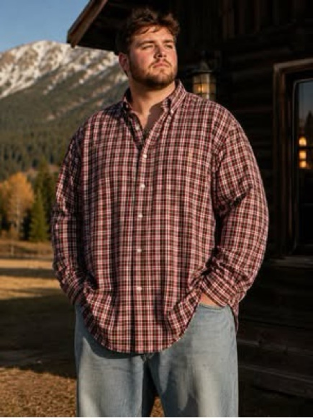 Ralph Lauren Red and White Plaid Casual Button-Down Shirt - Picture 4 of 8
